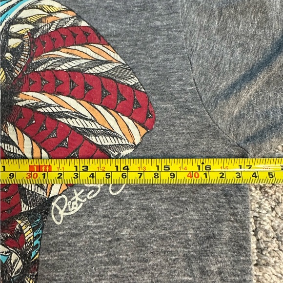 🎆 Riot Society Modern LA Elephant Graphic Festival Boho Gray Rayon Shirt Vintage - Picture 8 of 8